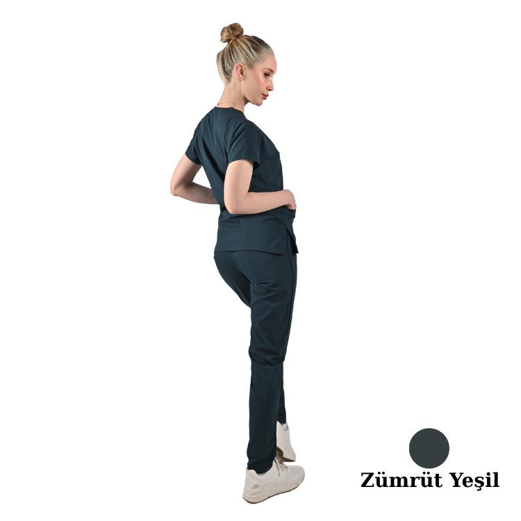 Çamaşır Suyuna Dirençli Likralı Doktor Ve Hemşire Forması Unisex Cerrahi Takım Turkuaz BRL SCRUB INDANTHREN - 7