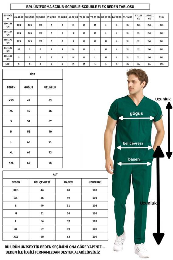 BRLSCRUBLE | Likralı Doktor Ve Hemşire Forması Unisex Cerrahi Takım - 4