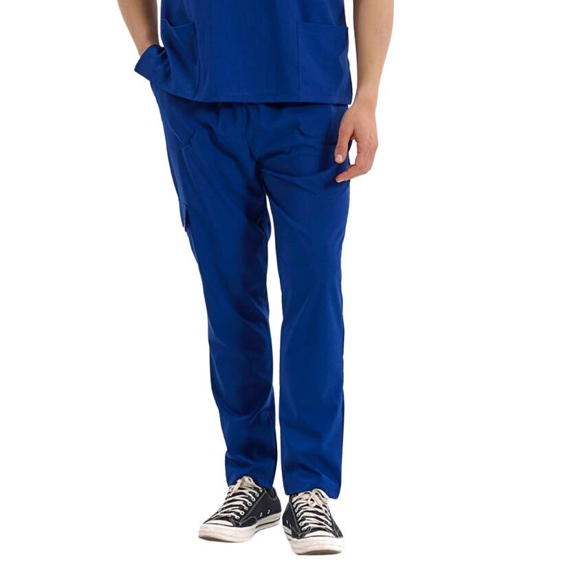 BRLSNAPSM | TEK ALT Kargo Cepli Klasik Likralı Unisex Cerrahi Pantolon - 11