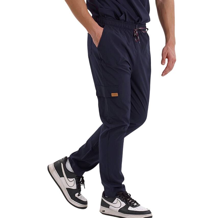 BRLSNAPSM | TEK ALT Kargo Cepli Klasik Likralı Unisex Cerrahi Pantolon - 12