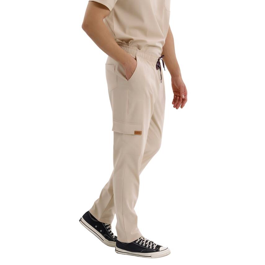 BRLSNAPSM | TEK ALT Kargo Cepli Klasik Likralı Unisex Cerrahi Pantolon - 16