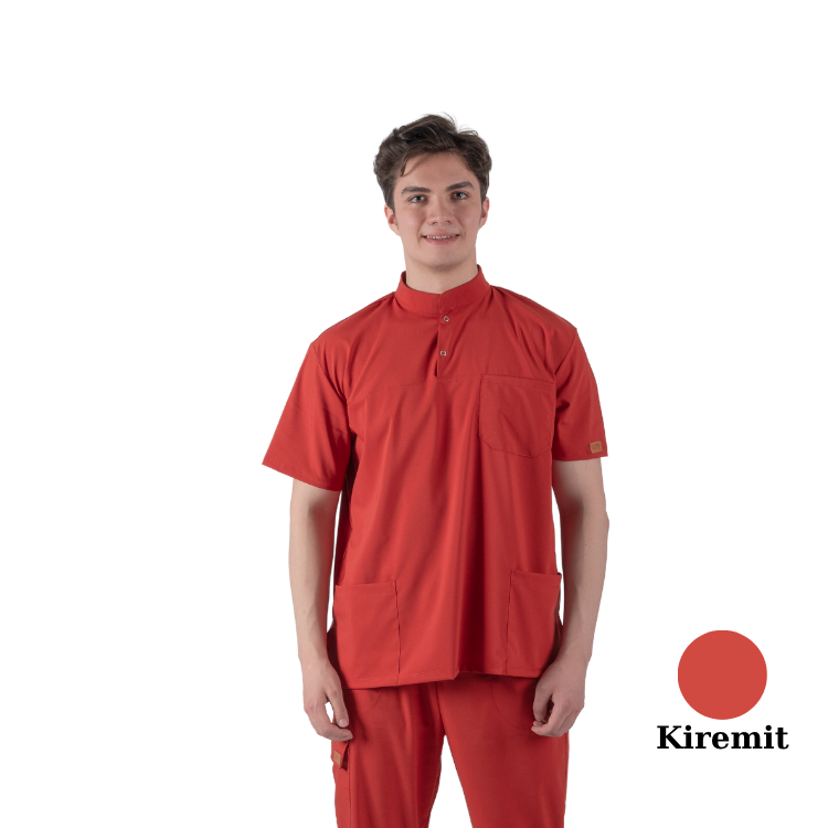 BRLSNAPSM | TEK ÜST Çıt Çıtlı Likralı Erkek Doktor ve Hemşire Cerrahi Forması - 16