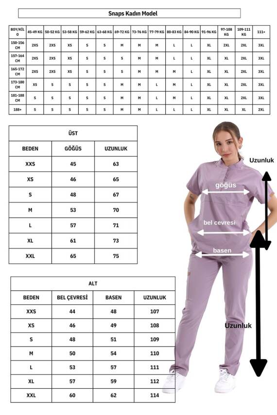 BRLSNAPS | TEK ÜST Çıt Çıtlı Likralı Hakim Yaka Doktor ve Hemşire Cerrahi Forması - 3