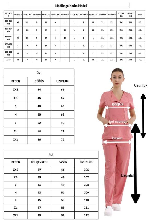 BRLMEDİKAGO | TEK ÜST Özel Yaka Gizli Fermuarlı Doktor ve Hemşire Cerrahi Forması - 4