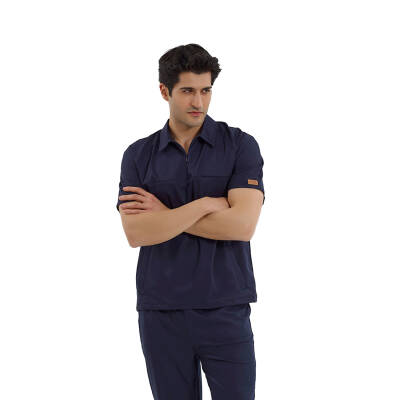 BRLMEDİMEN | TEK ÜST Reglan Kol Gizli Fermuarlı Gömlek Yaka Doktor ve Hemşire Cerrahi Forması - 8