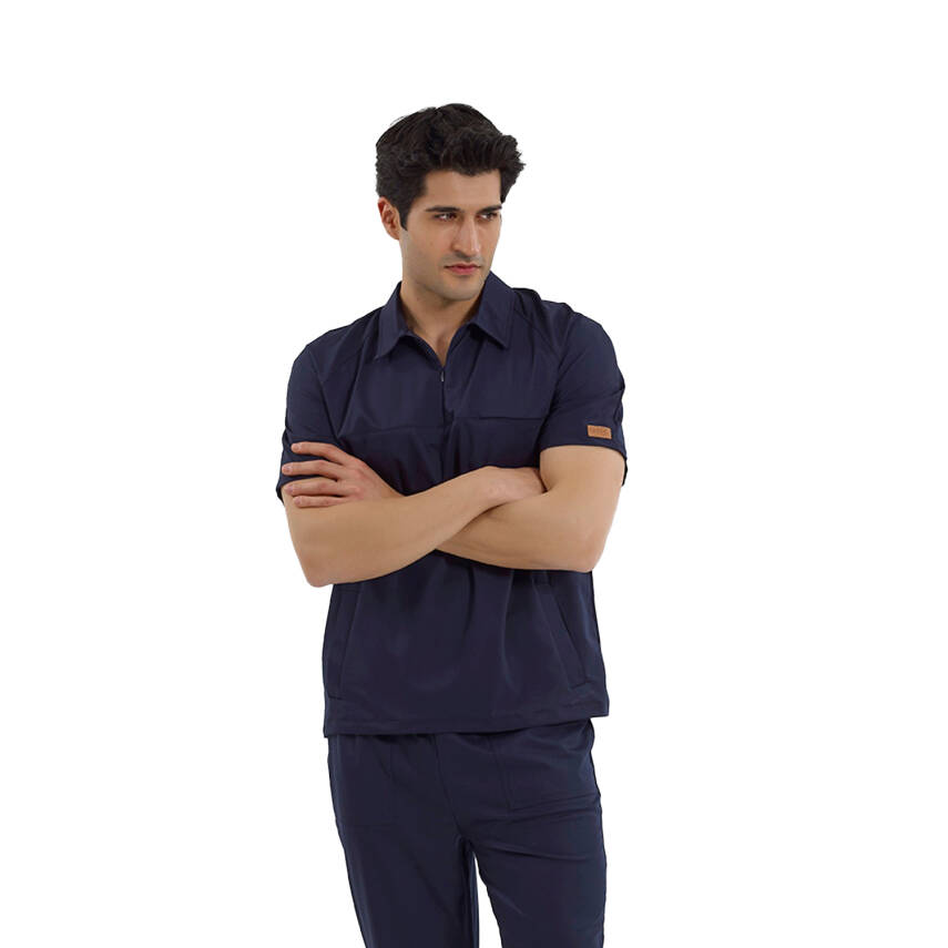 BRLMEDİMEN | TEK ÜST Reglan Kol Gizli Fermuarlı Gömlek Yaka Doktor ve Hemşire Cerrahi Forması - 8