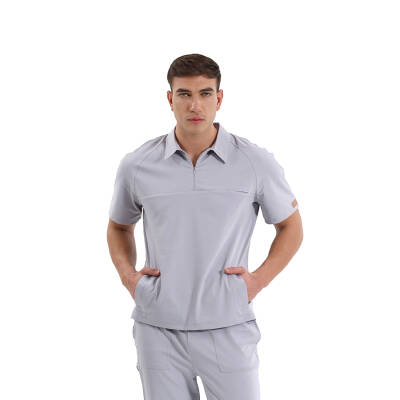 BRLMEDİMEN | TEK ÜST Reglan Kol Gizli Fermuarlı Gömlek Yaka Doktor ve Hemşire Cerrahi Forması - 12