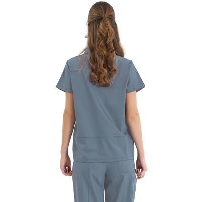 BRLMEDİNİLLA | Tek Üst Yandan Cepli Gizli Fermuar Polo Yaka DoktorHemşire Cerrahi Forma - 20