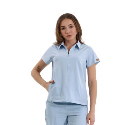 BRLMEDİNİLLA | Tek Üst Yandan Cepli Gizli Fermuar Polo Yaka DoktorHemşire Cerrahi Forma - 35