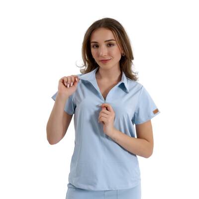 BRLMEDİNİLLA | Tek Üst Yandan Cepli Gizli Fermuar Polo Yaka DoktorHemşire Cerrahi Forma - 36