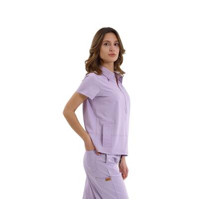 BRLMEDİNİLLA | Tek Üst Yandan Cepli Gizli Fermuar Polo Yaka DoktorHemşire Cerrahi Forma - 51