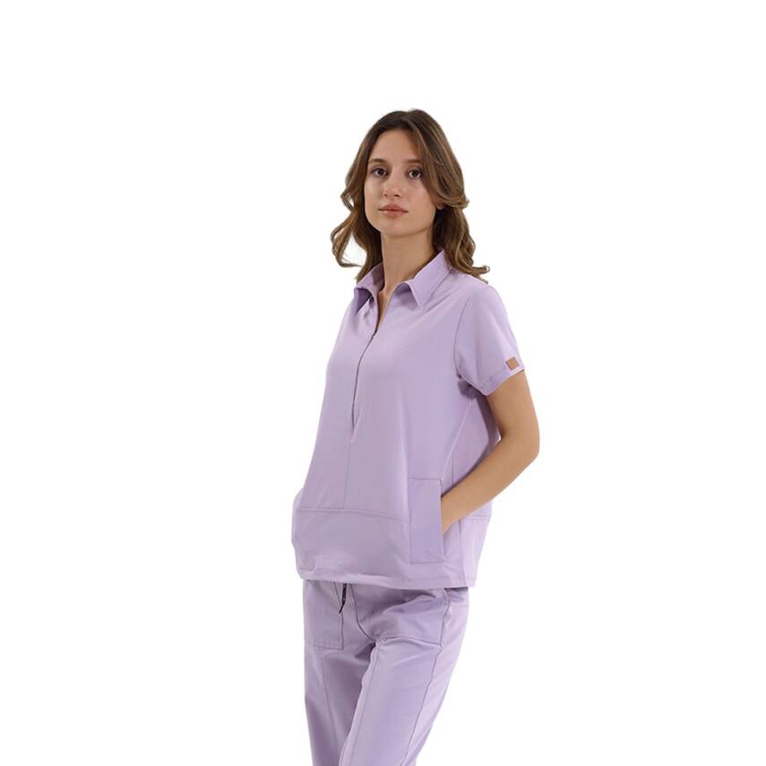 BRLMEDİNİLLA | Tek Üst Yandan Cepli Gizli Fermuar Polo Yaka DoktorHemşire Cerrahi Forma - 53
